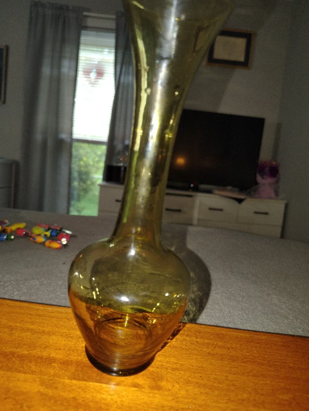 Vintage Bohemian Venetian Amber Glass Bud Vase